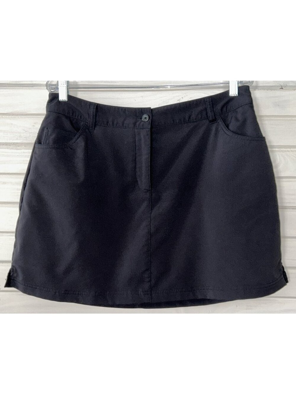 Slazenger Sz 10 Golf Tennis Skirt Skort Solid Black Stretch Pockets EUC